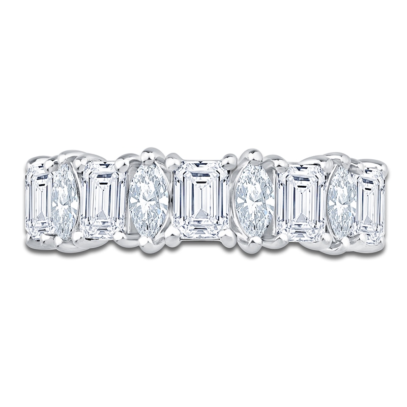 Main Image 3 of Marquise & Emerald-Cut Lab-Grown Diamond Anniversary Ring 2 ct tw 14K White Gold