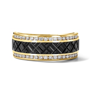 Chosen Men's Certified Diamond Black Pattern Wedding Band 1/2 ct tw 14K Yellow Gold