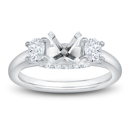 Certified Oval-Cut Diamond Engagement Ring Setting 1/2 ct tw 14K White Gold