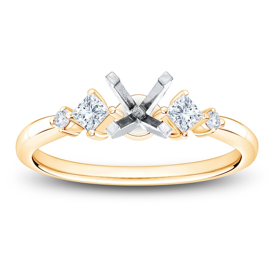 Chosen Certified Princess & Round-Cut Diamond Engagement Ring Setting 1/4 ct tw 14K Yellow Gold