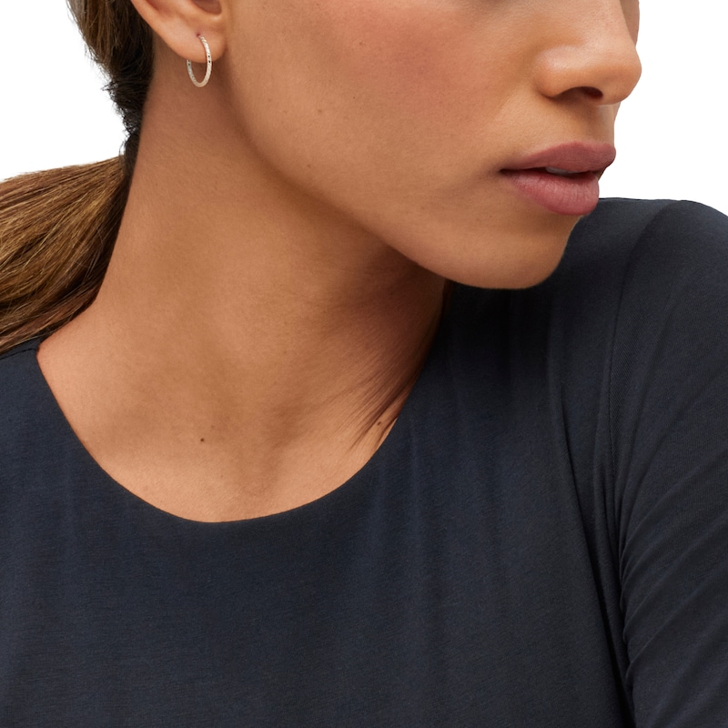 Main Image 4 of Hollow Textured Twist Endless Hoop Earrings 14K Yellow Gold 18mm