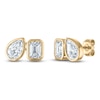 Thumbnail Image 2 of Jared Signature Bezel-Set Emerald-Cut & Pear-Shaped Lab-Grown Diamond Toi et Moi Stud Earrings 3 ct tw 14K Yellow Gold