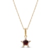 Thumbnail Image 1 of Natural Garnet & Diamond Accent Star Necklace 14K Yellow Gold 18"