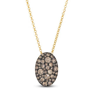 Le Vian Chocolate Diamonds Oval Necklace 1-5/8 ct tw 14K Honey Gold 19"