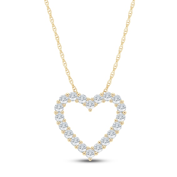 Jared Signature Lab-Grown Diamond Heart Outline Necklace 1/2 ct tw 14K Yellow Gold 18"