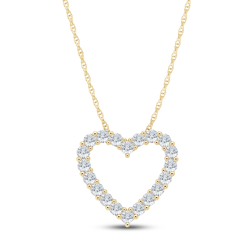 Main Image 1 of Jared Signature Lab-Grown Diamond Heart Outline Necklace 1/2 ct tw 14K Yellow Gold 18"