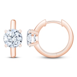 Jared Signature Certified Round-Cut Lab-Grown Diamond Solitaire Hoop Earrings 2 ct tw 14K Rose Gold (VS2/F)