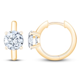 Jared Signature Certified Round-Cut Lab-Grown Diamond Solitaire Hoop Earrings 2 ct tw 14K Yellow Gold (VS2/F)
