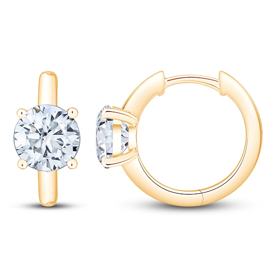 Jared Signature Certified Round-Cut Lab-Grown Diamond Solitaire Hoop Earrings 2 ct tw 14K Yellow Gold (VS2/F)