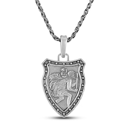 1933 by Esquire Men's St. Christopher Shield Necklace Sterling Silver 22"