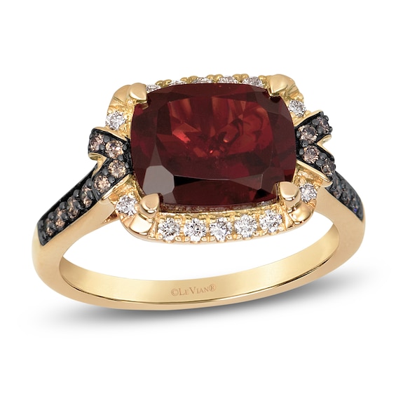 Le Vian Cushion-Cut Natural Garnet Halo Ring 3/8 ct tw Diamonds 14K Honey Gold