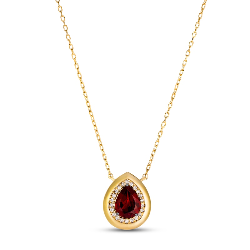 Main Image 1 of Le Vian Pear-Shaped Natural Garnet Necklace 1/10 ct tw Diamonds 14K Honey Gold 19"