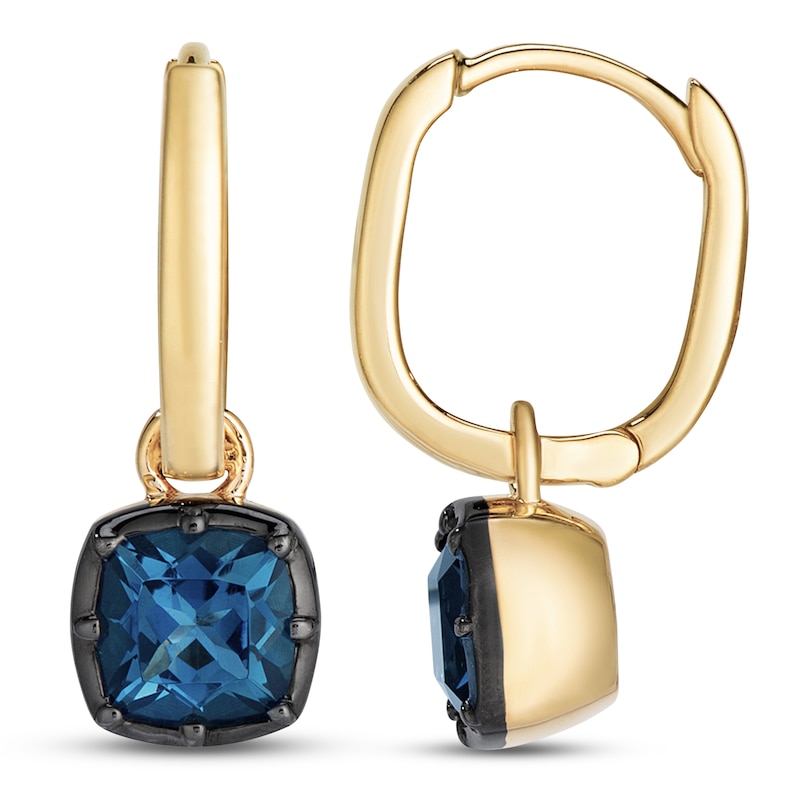 Main Image 1 of Le Vian Georgian Collection Natural London Blue Topaz Hoop Drop Earrings 14K Honey Gold