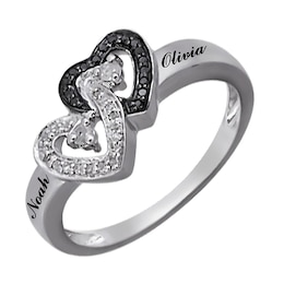 1/8 Carat t.w. Black and White Diamond Promise Ring