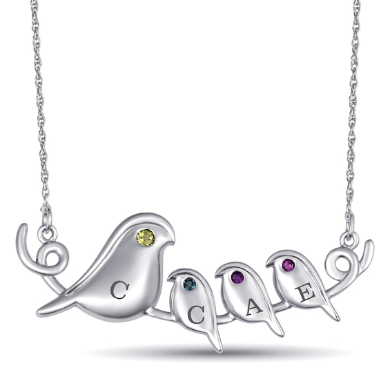 Birthstone Family & Mother's Necklace (2-4 Stones and Lines)
