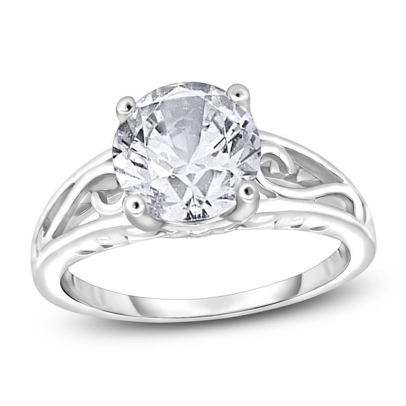 Main Image 1 of Diamond Solitaire Scroll Engagement Ring 1-1/2 ct tw Round 14K White Gold (I2/I)