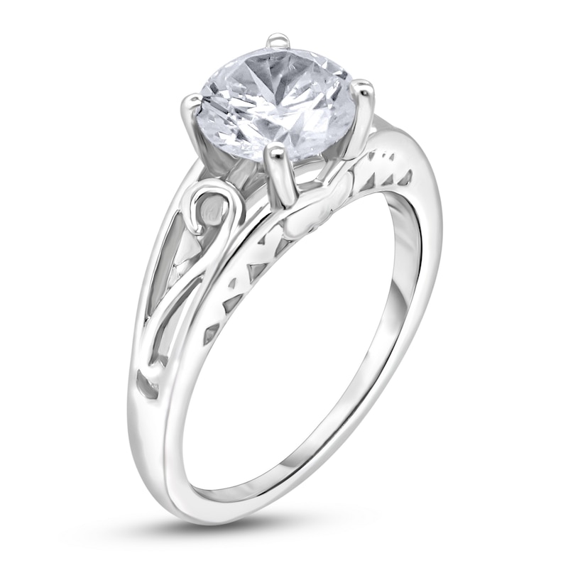 Main Image 2 of Diamond Solitaire Scroll Engagement Ring 1-1/2 ct tw Round 14K White Gold (I2/I)