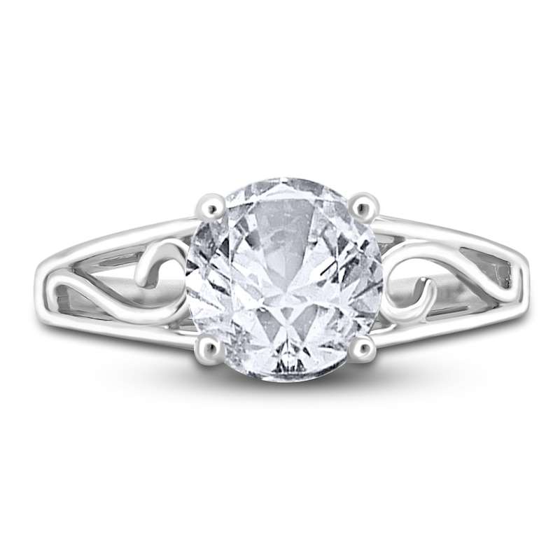 Main Image 3 of Diamond Solitaire Scroll Engagement Ring 1-1/2 ct tw Round 14K White Gold (I2/I)
