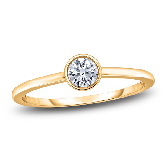 Diamond Solitaire Engagement Ring 12 ct tw BezelSet Round 14K Yellow Gold I2I