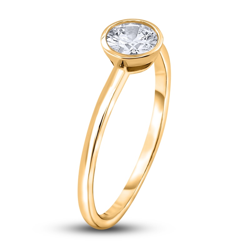 Main Image 2 of Diamond Solitaire Engagement Ring 1/2 ct tw Bezel-Set Round 14K Yellow Gold (I2/I)