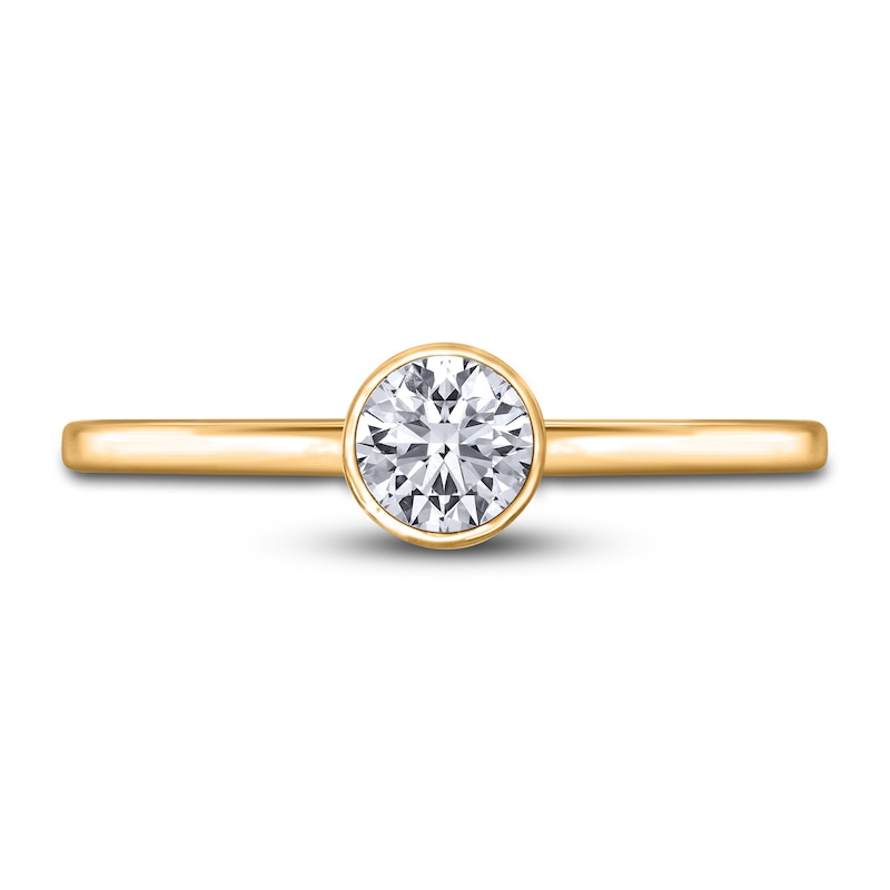 Main Image 3 of Diamond Solitaire Engagement Ring 1/2 ct tw Bezel-Set Round 14K Yellow Gold (I2/I)