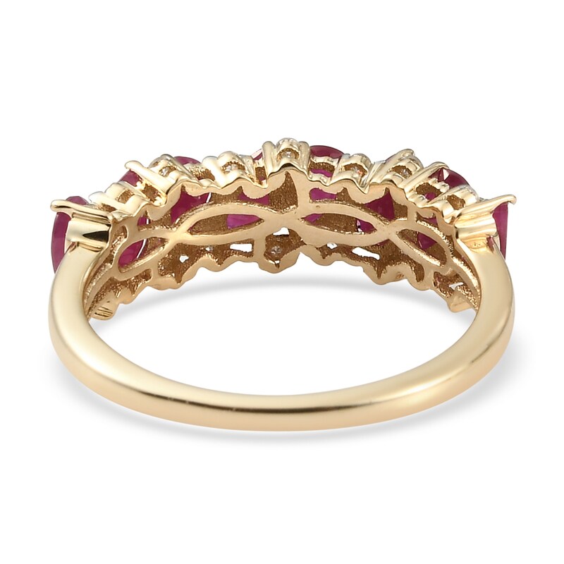 Natural Ruby Anniversary Ring 1/8 ct tw Diamonds 14K Yellow Gold Jared