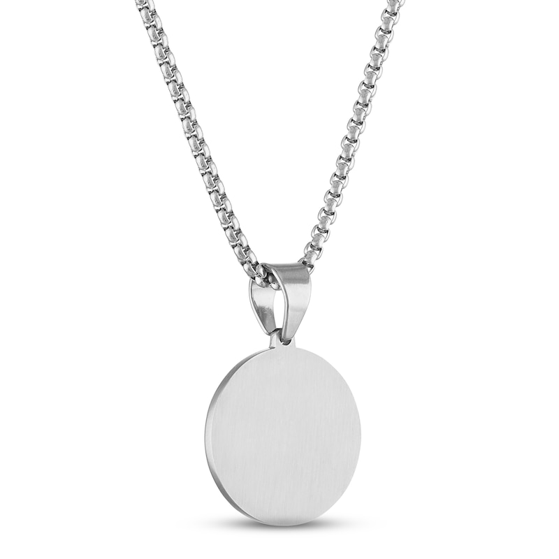 Main Image 2 of Diamond Cross Disk Necklace 1/10 ct tw Round Ion-Plated Stainless Steel 22"