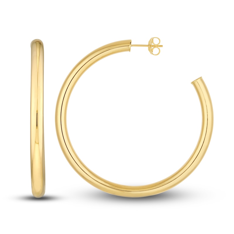 Main Image 2 of Polished Open Hoop Earrings 14K Yellow Gold 50mm