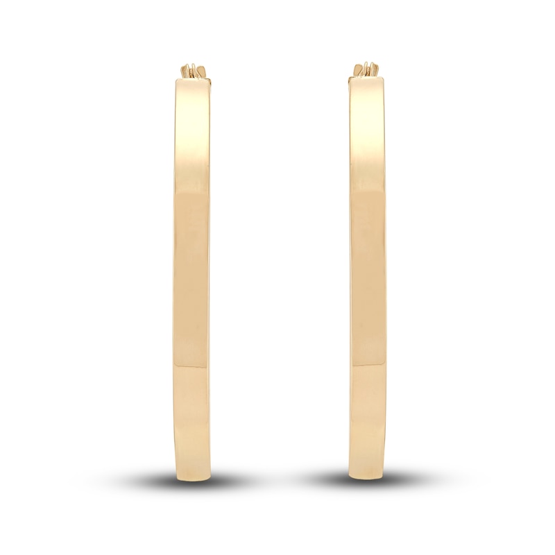 Polished Square Tube Hoop Earrings 14K Yellow Gold