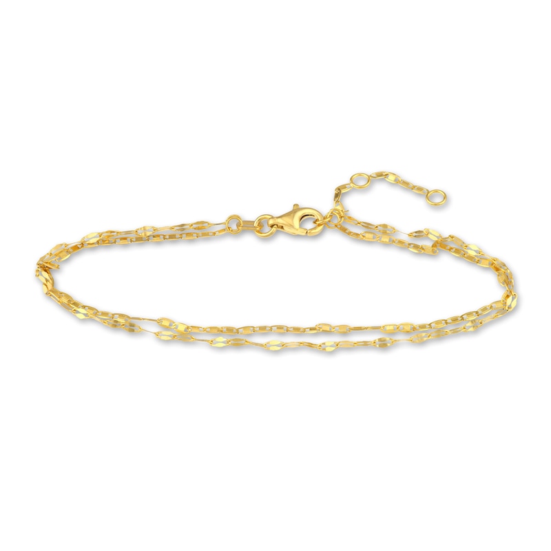 Mixed Chain Bracelet 14K Yellow Gold 7.5" Adj.