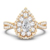 Diamond Double Halo Engagement Ring 1 ct tw Pear/Round 14K Yellow Gold