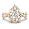 Thumbnail Image 3 of Diamond Double Halo Engagement Ring 1 ct tw Pear/Round 14K Yellow Gold