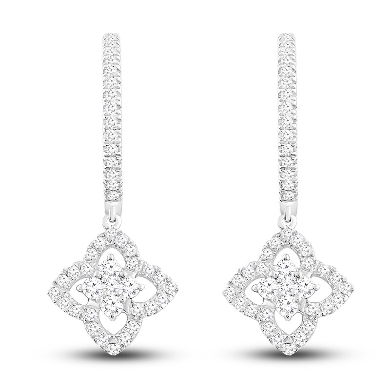 Main Image 1 of Diamond Dangle Earrings 1/2 ct tw Round 10K White Gold