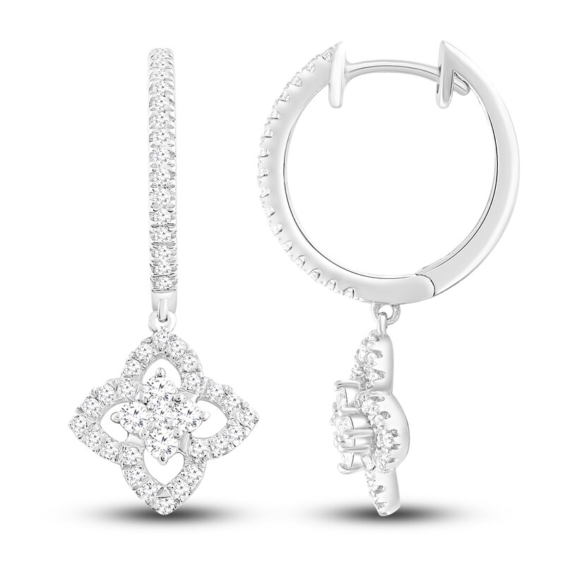Main Image 2 of Diamond Dangle Earrings 1/2 ct tw Round 10K White Gold