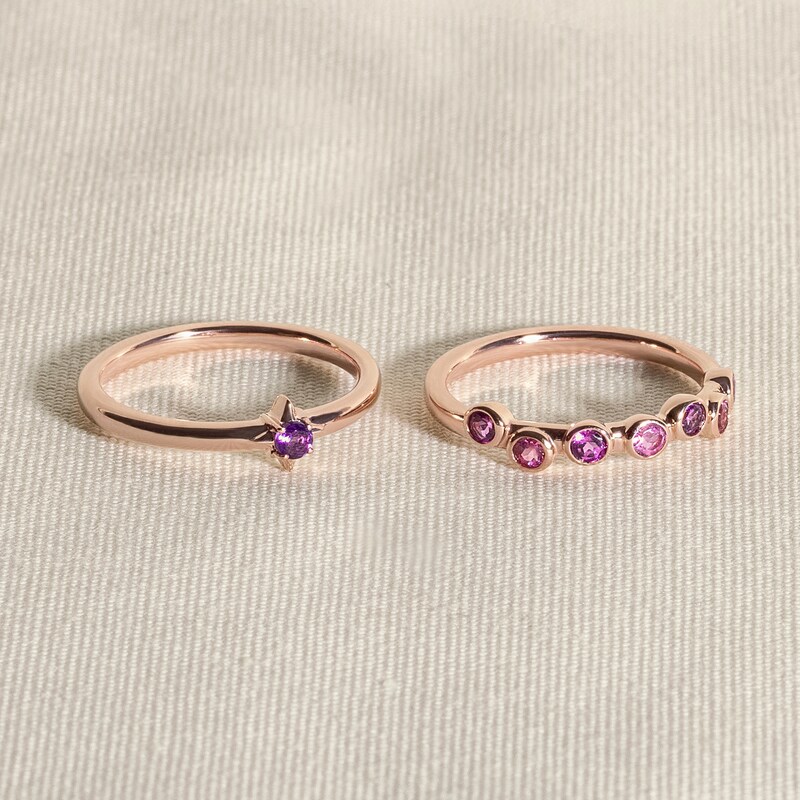 Main Image 4 of Juliette Maison Natural Rhodolite Garnet & Natural Blue Sapphire Ring 10K Rose Gold