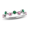 Thumbnail Image 1 of Juliette Maison Natural Pink Tourmaline & Natural Emerald Ring 10K White Gold