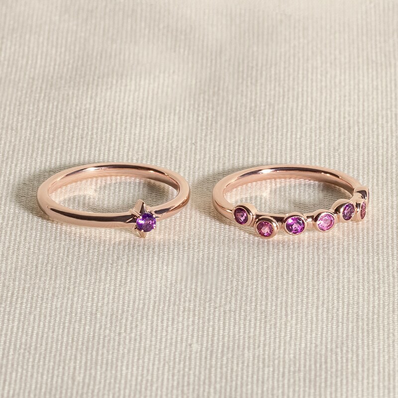 Main Image 4 of Juliette Maison Natural Pink Tourmaline & Natural Emerald Ring 10K White Gold