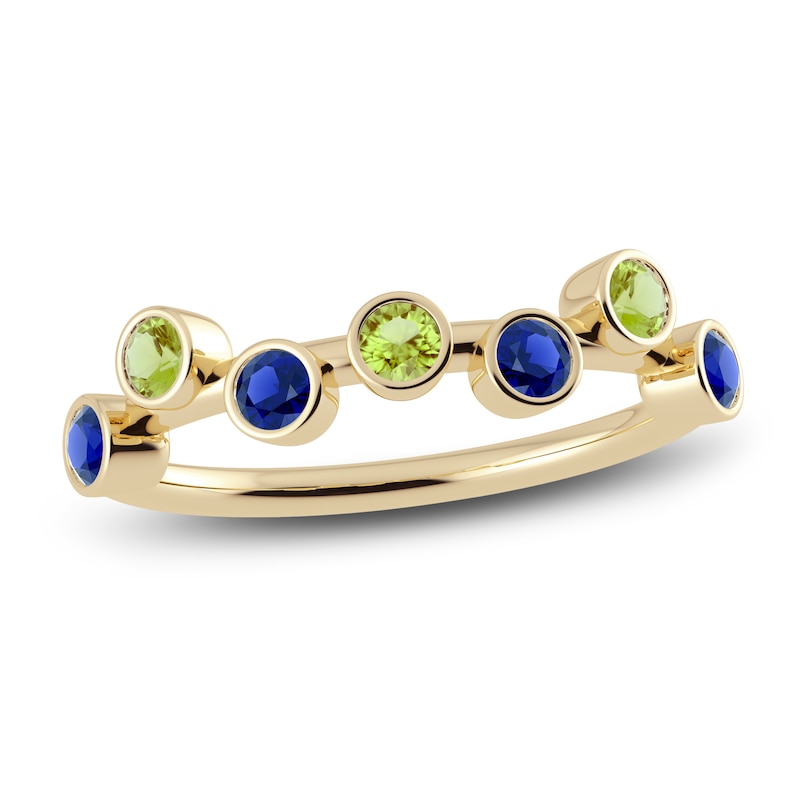 Main Image 1 of Juliette Maison Natural Peridot & Natural Blue Sapphire Ring 10K Yellow Gold