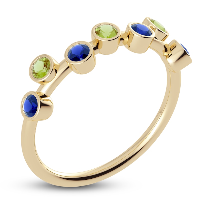 Main Image 2 of Juliette Maison Natural Peridot & Natural Blue Sapphire Ring 10K Yellow Gold