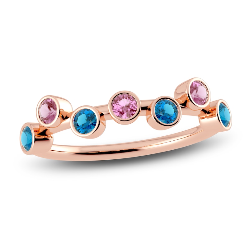 Main Image 1 of Juliette Maison Natural Pink Tourmaline & Natural Blue Zircon Ring 10K Rose Gold