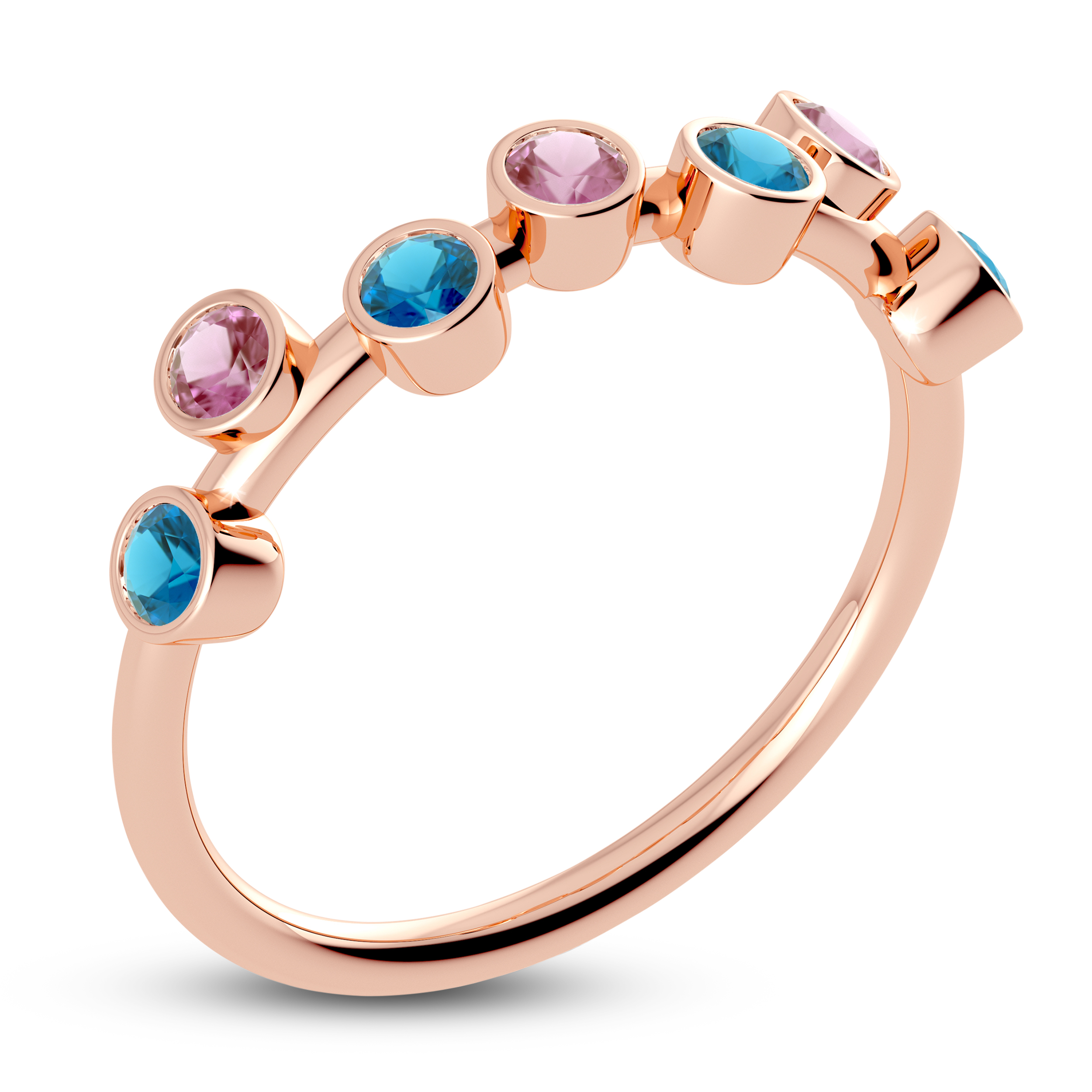 Main Image 2 of Juliette Maison Natural Pink Tourmaline & Natural Blue Zircon Ring 10K Rose Gold