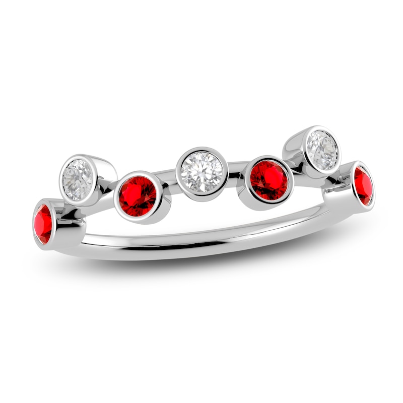 Main Image 1 of Juliette Maison Natural White Sapphire & Natural Ruby Ring 10K White Gold