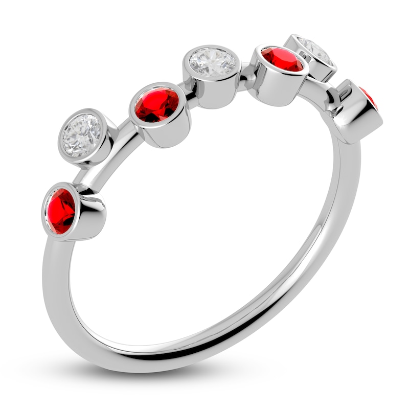 Main Image 2 of Juliette Maison Natural White Sapphire & Natural Ruby Ring 10K White Gold