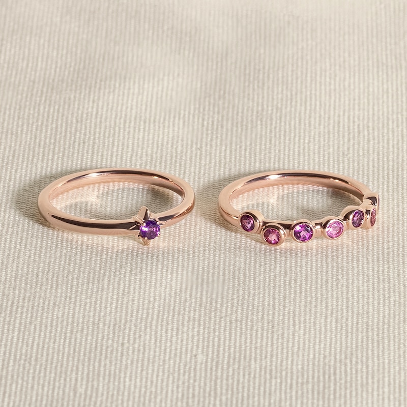 Main Image 4 of Juliette Maison Natural White Sapphire & Natural Ruby Ring 10K White Gold