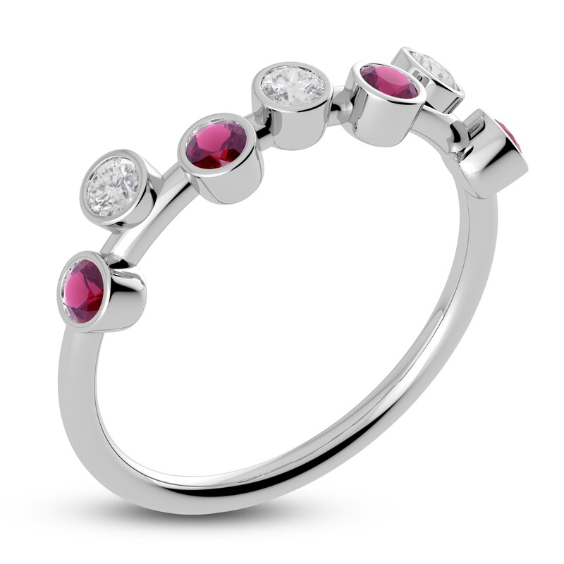 Main Image 2 of Juliette Maison Natural White Sapphire & Natural Rhodolite Garnet Ring 10K White Gold