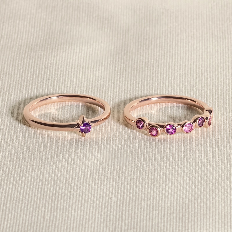 Main Image 4 of Juliette Maison Natural White Sapphire & Natural Rhodolite Garnet Ring 10K White Gold