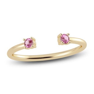Juliette Maison Natural Pink Tourmaline Cuff Ring 10K Yellow Gold