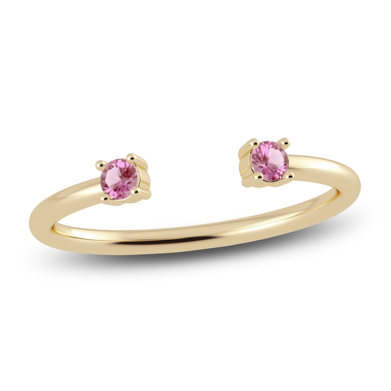 Main Image 1 of Juliette Maison Natural Pink Tourmaline Cuff Ring 10K Yellow Gold
