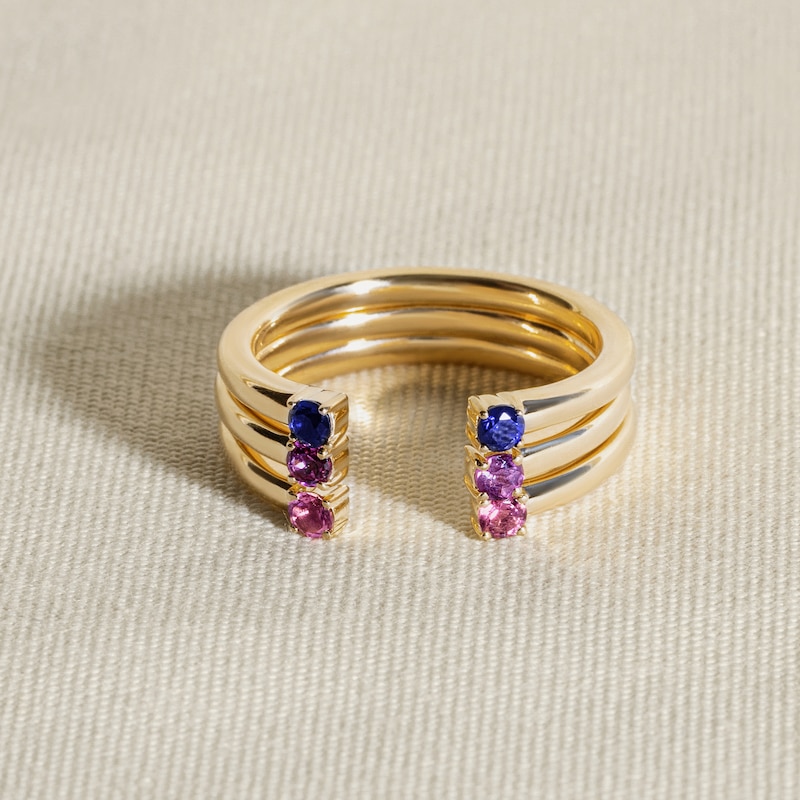 Main Image 4 of Juliette Maison Natural Pink Tourmaline Cuff Ring 10K Yellow Gold