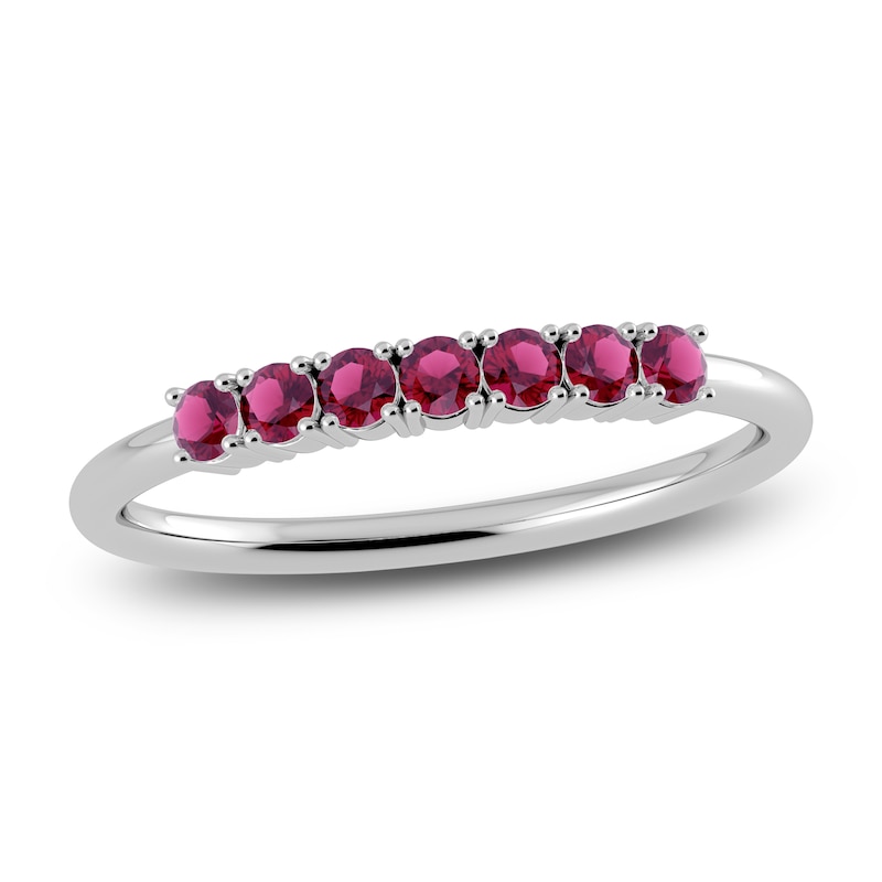Main Image 1 of Juliette Maison Natural Rhodolite Garnet Half Eternity Ring 10K White Gold
